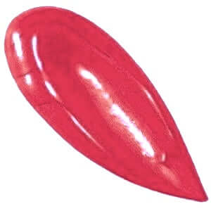 Drop of vibrant red natural organic lip gloss showcasing its creamy texture and glossy finish.